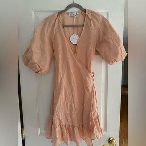 Linen peach wrap dress NWT Petal & Pup
